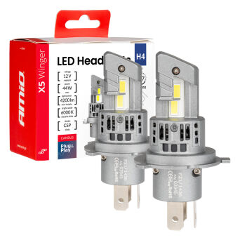 Żarówki samochodowe LED seria X5 Winger H4 6000K Canbus AMIO-03945