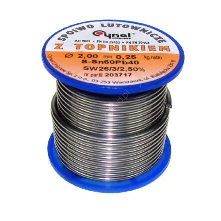 Cyna 2,00/ 250g Sn60Pb40 z topnikiem Cynel