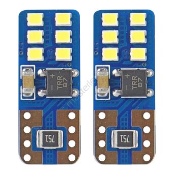 Żarówki LED CANBUS 12SMD UltraBright 2016 T10e W5W White 12V 24V AMIO-01638