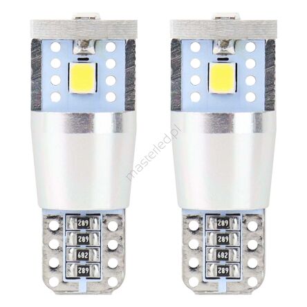 Żarówki LED CANBUS 3SMD 2835 T10e W5W ALU White 12V 24V AMIO-01637