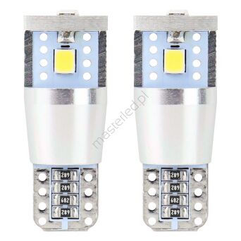 Żarówki LED CANBUS 3SMD 2835 T10e W5W ALU White 12V 24V AMIO-01637