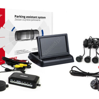 Zestaw czujników parkowania TFT02 4,3" z kamerą HD-305-LED 4 sensory czarne "GOLD"