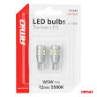 Żarówki LED CANBUS T10 W5W 12 SMD 3030 White 12V 24V AMIO-04243 - 5