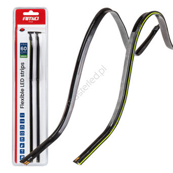 Paski LED COB do samochodu boczne zielone 2x30cm 12V AMIO-04577