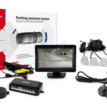 Zestaw czujników parkowania TFT01 4,3" z kamerą HD-305 LED 4 sensory srebrne