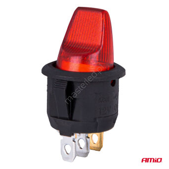 Włącznik dźwigniowy z czerwonym podświetleniem 20A 12V AMIO-04438