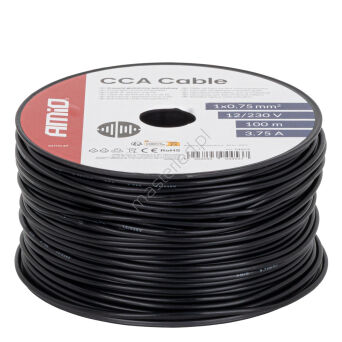 Przewód jednożyłowy czarny Cable CCA 1x0.75mm2 100m 3.75A 12/230V AMIO-04453