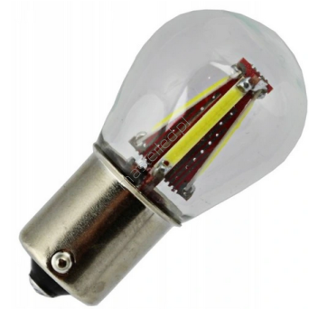 P21W LED COB 600lm 12V 24V SZKLANA FILAMENT ZIMNY