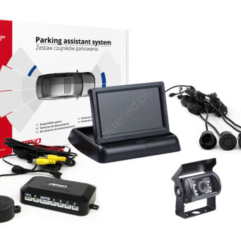 Zestaw czujników parkowania TFT02 4,3" z kamerą HD-501-IR 4 sensory czarne