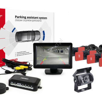 Zestaw czujników parkowania TFT01 4,3" z kamerą HD-501-IR 4 sensory czarne wewnętrzne