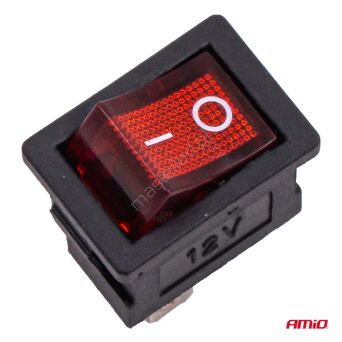 Włącznik kołyskowy z czerwonym podświetleniem 20A 12V 24V AMIO-04440