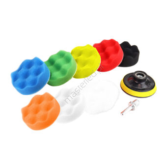 Zestaw gąbek do polerowania gąbki polerskie 8 el.+ dysk 80 mm + adapter M14 AMIO-03699