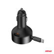 Ładowarka samochodowa ze zwijanym kablem typu C + USB-C 12V 24V 60W AMIO-04368 - 5