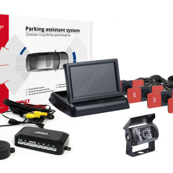 Zestaw czujników parkowania TFT02 4,3" z kamerą HD-501-IR 4 sensory czarne wewnętrzne