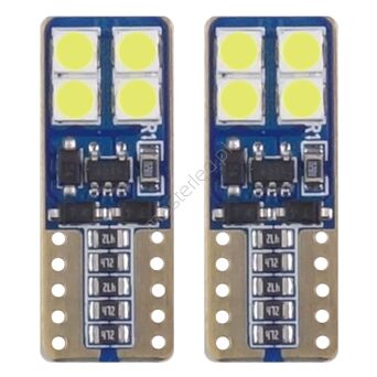Żarówki LED CANBUS 8SMD 2835 T10e W5W White 12V 24V AMIO-01635