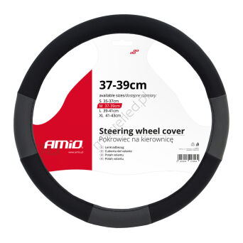 Pokrowiec nakładka na kierownicę samochodową M 37-39cm SWC-05-M AMIO-01360