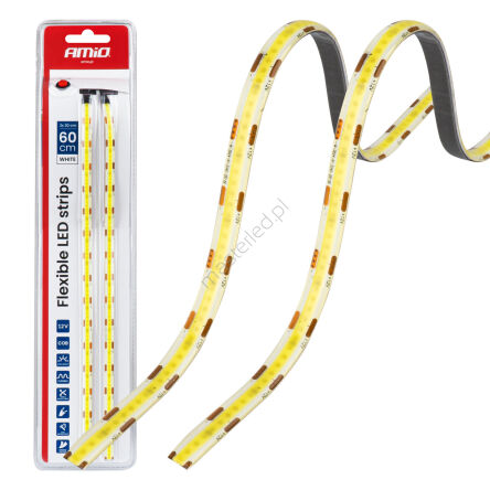 Paski LED COB do samochodu białe 2x30cm 12V AMIO-04569