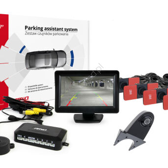 Zestaw czujników parkowania TFT01 4,3" z kamerą HD-502-IR 4 sensory czarne wewnętrzne