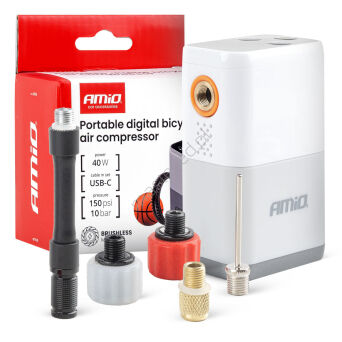 Mini kompresor rowerowy bezprzewodowy bezszczotkowy z wyświetlaczem LED 40W USB-C AMIO-04946