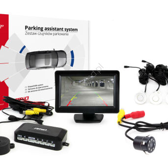 Zestaw czujników parkowania TFT01 4,3" z kamerą HD-307-IR 4 sensory białe