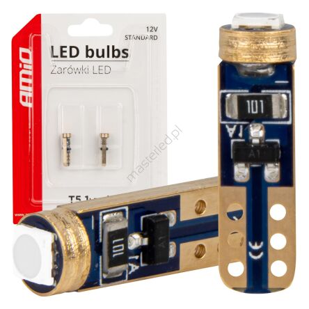 Żarówki LED STANDARD Green zielone W1W T5 12V 3030 1LED HP AMIO-03729