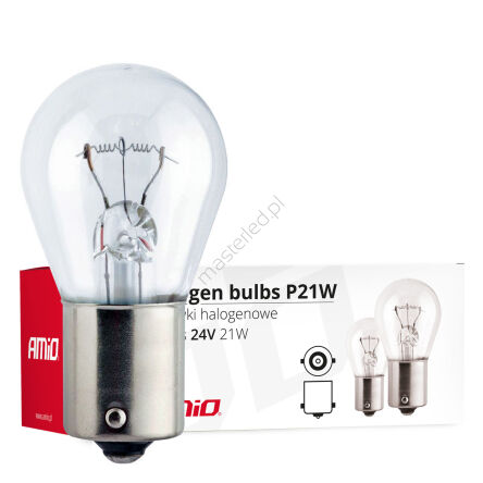 Żarówki halogenowe P21W BA15s 24V 10 szt. (E8) AMIO-01006