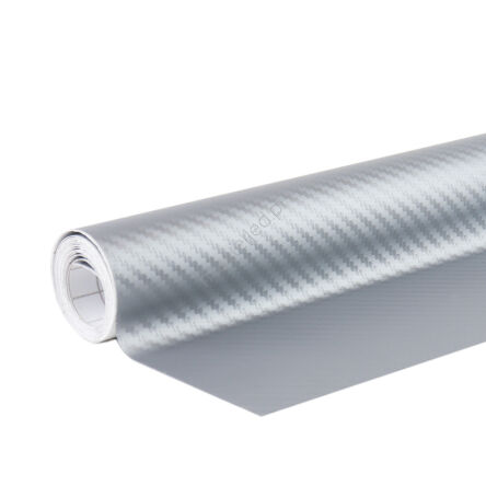 Folia karbonowa carbon 3D srebrna 30cm x 150cm AMIO-02600