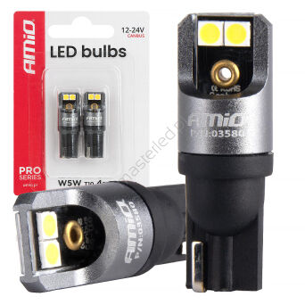 Żarówki LED FULL PRO T10 W5W 4x3030 SMD białe 12V 24V AMIO-03580