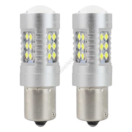 Żarówki LED CANBUS 3030 24SMD BA15S P21W White 12V 24V AMIO-01445