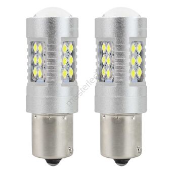 Żarówki LED CANBUS 3030 24SMD BA15S P21W White 12V 24V AMIO-01445
