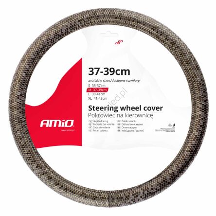 Pokrowiec nakładka na kierownicę samochodową M 37-39cm SWC-37-M AMIO-02810
