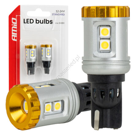 Żarówki LED STANDARD T15 3030 8SMD + 3020 1SMD białe 12V 24V AMIO-04991