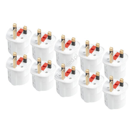 Zestaw adapterów podróżnych z bezpiecznikiem EU UK 13A 250V 10szt. AMIO-04858
