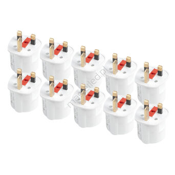Zestaw adapterów podróżnych z bezpiecznikiem EU UK 13A 250V 10szt. AMIO-04858