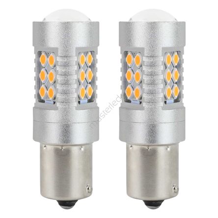 Żarówki LED CANBUS BAU15S PY21W Pomarańczowa Amber 12V 24V AMIO-02580