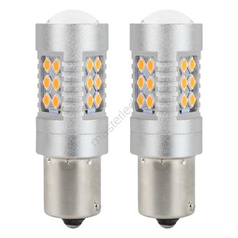 Żarówki LED CANBUS BAU15S PY21W Pomarańczowa Amber 12V 24V AMIO-02580