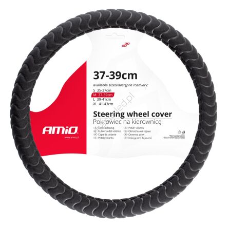 Pokrowiec nakładka na kierownicę samochodową M 37-39cm SWC-32-M AMIO-02805